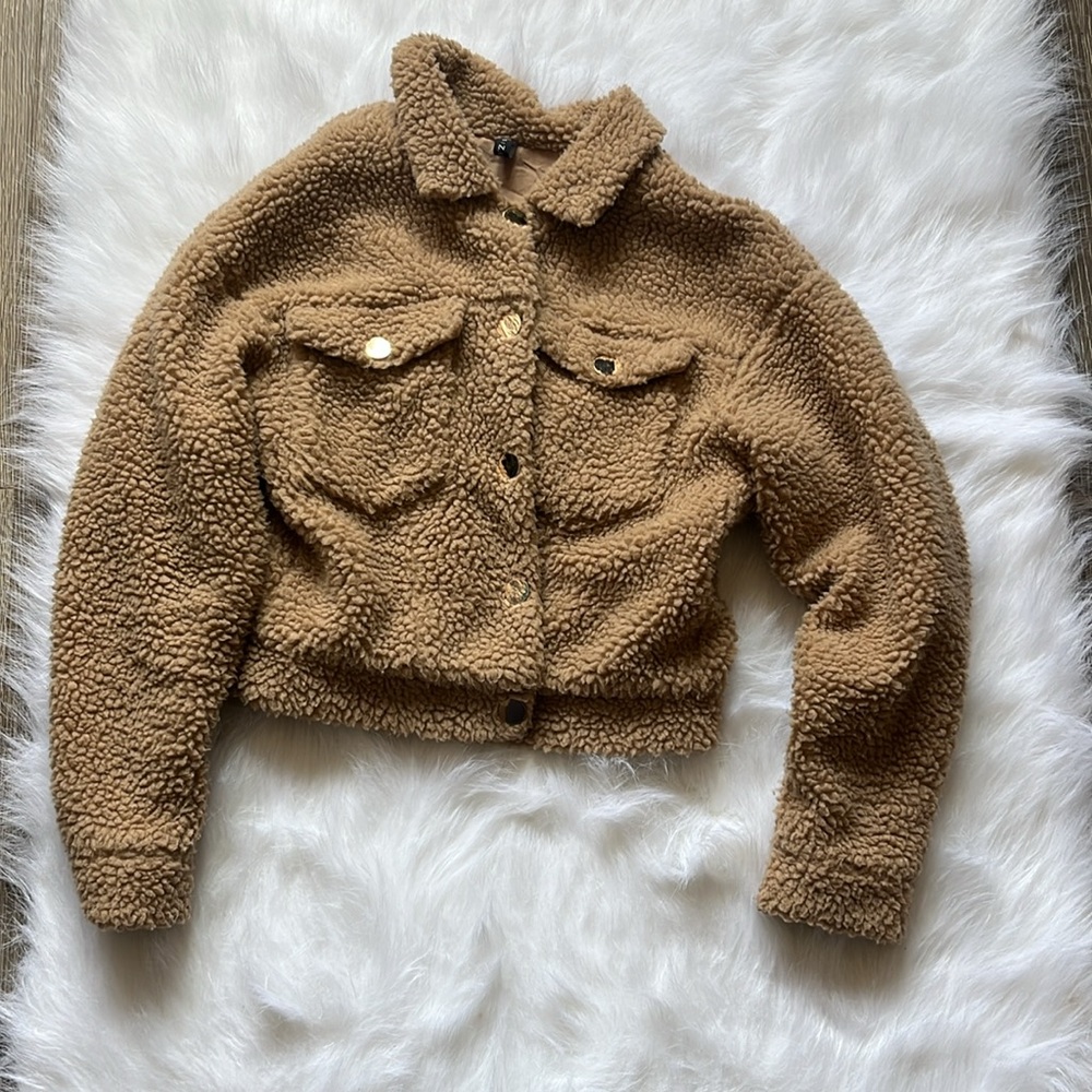 Zaful tan cropped jacket Small